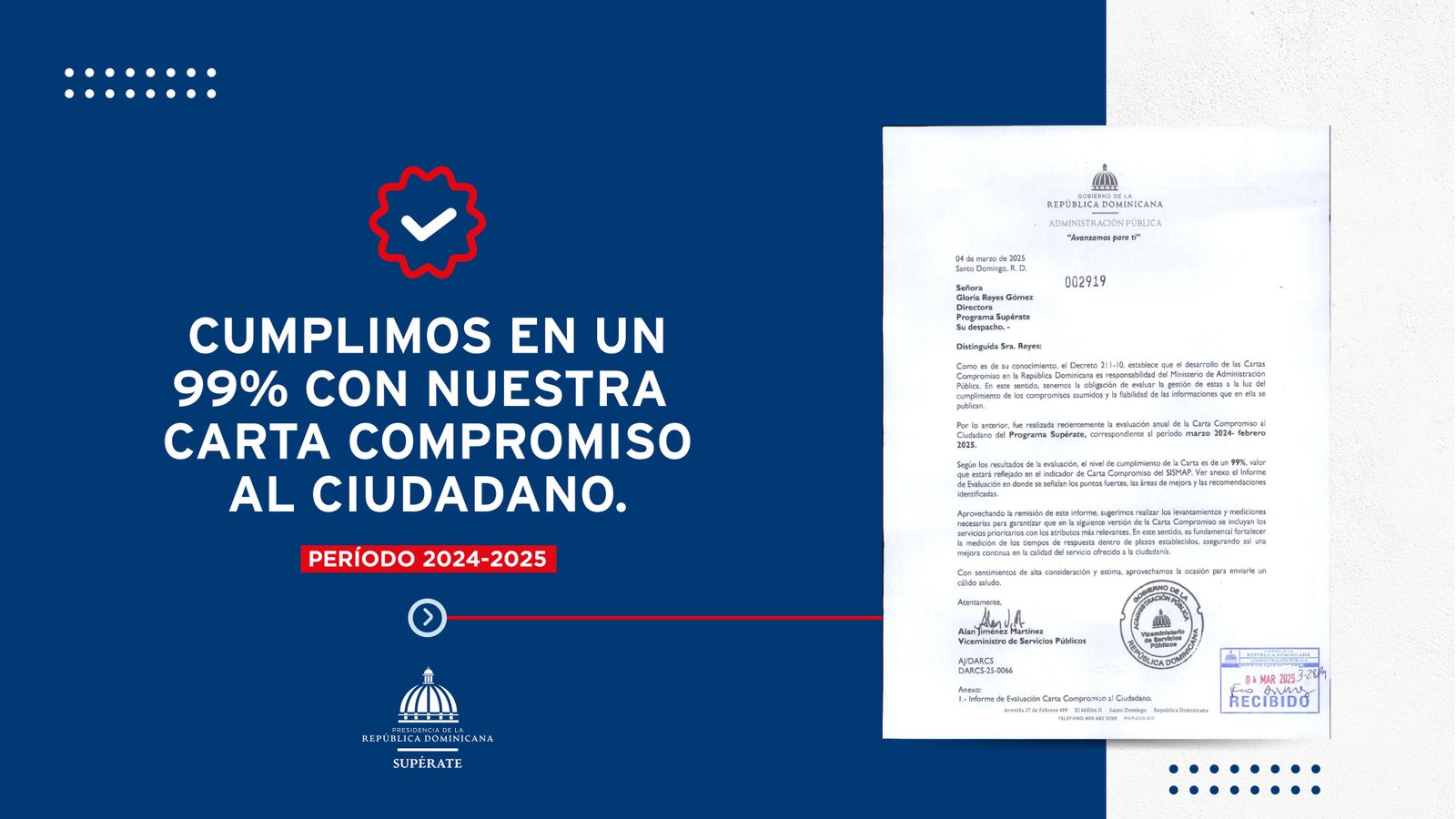 Supérate vuelve a sacar 99 puntos en evaluación del MAP sobre servicios públicos