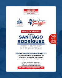 Convocan a feria de empleos en Santiago Rodríguez