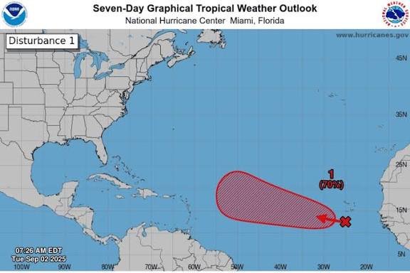 Onda tropical aumenta a un 70 % su probabilidad de convertirse en ciclón tropical