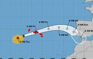 Huracán Gabrielle amenaza con azotar a las Azores la noche del jueves