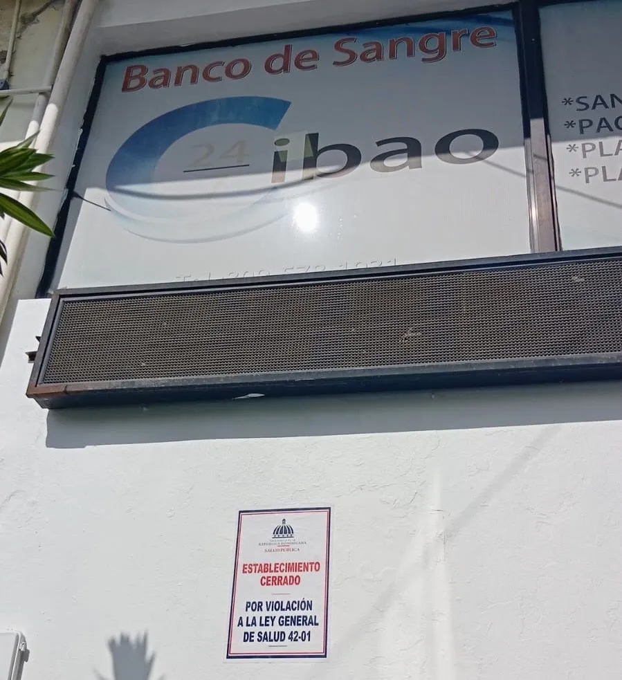 Ministerio de Salud clausura banco de sangre en Moca por incumplimiento de las normas sanitarias