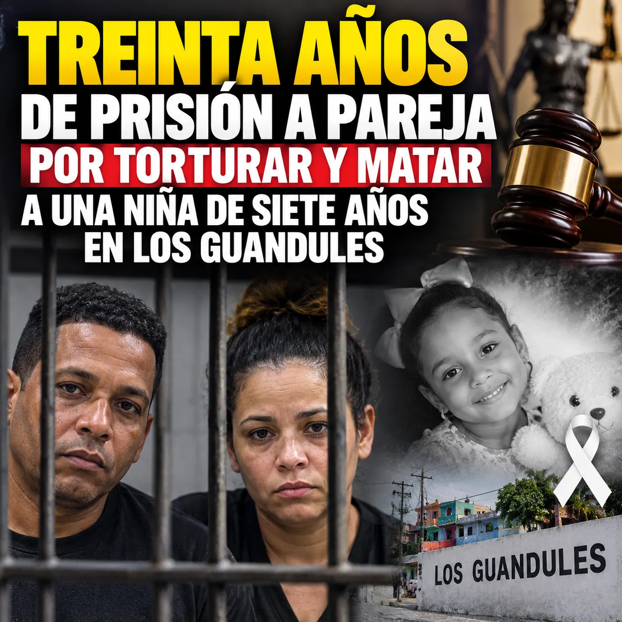 Treinta años de prisión a pareja por torturar y matar a una niña de siete años en Los Guandules