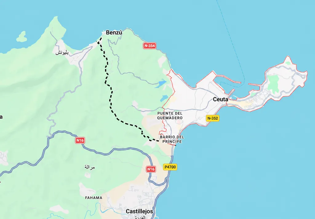 La frontera de Ceuta y Melilla en Google Maps lleva años siendo una línea de puntos. Ahora Bruselas decidirá si incumple la DSA